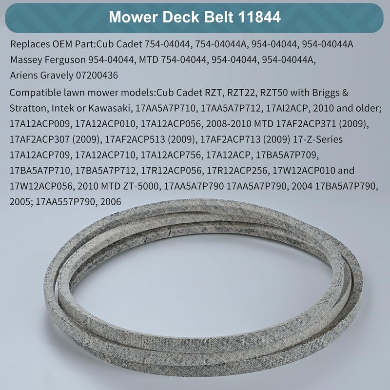 Holdly 1/2 x 133'' Kevlar Mower Deck Belt for MTD 754-04044, 954-04044, 754-04044A, 954-04044A, for Cub Cadet RZT 50 Z Force S 48 Troy Bilt Mustang 50 (754-04044) - Image 1